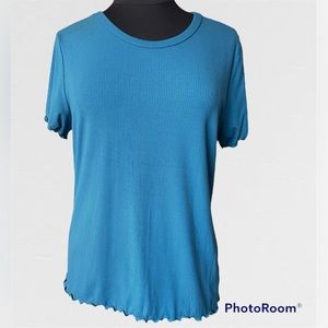 Time and True ribbed teal t-shirt 2X like new. Sh0018
